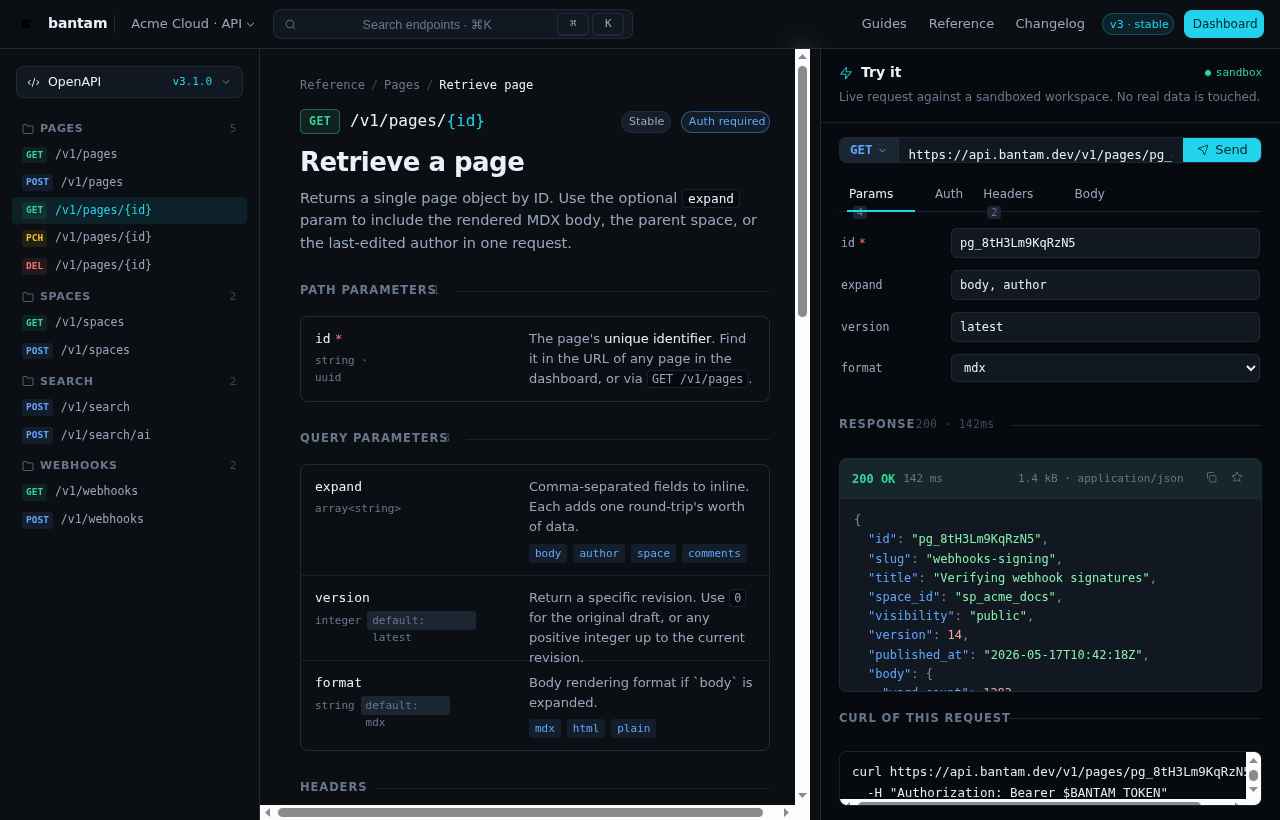 Bantam API playground generated from OpenAPI